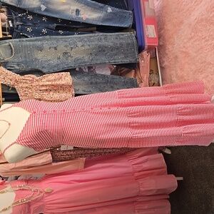 Promesa Red/Pink and White Gingham  Maxi Searsucker Dress New